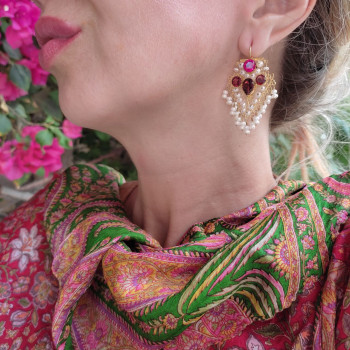 Bukhara earrings for women, 14K yellow gold