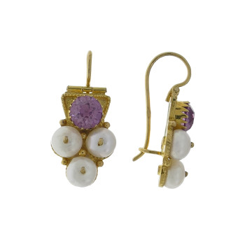 Bukhara earrings for women, 14K yellow gold