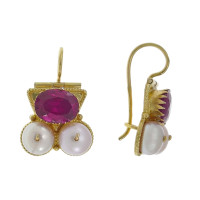 Bukhara earrings for women, 14K yellow gold