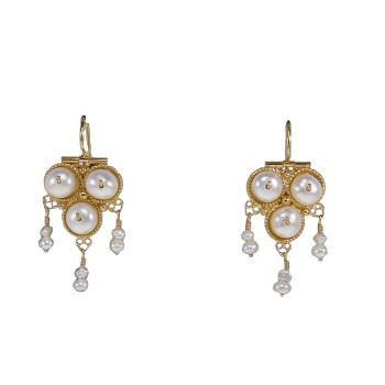 Bukhara earrings for women, 14K yellow gold