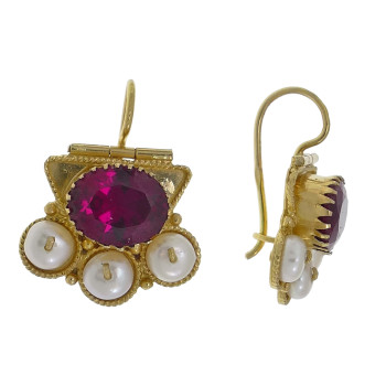 Bukhara earrings for women, 14K yellow gold