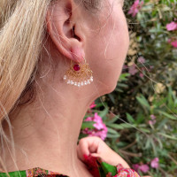 Bukhara earrings for women, 14K yellow gold