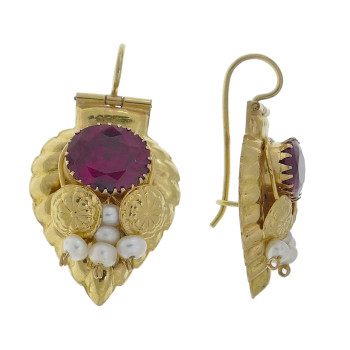 Bukhara earrings for women, 14K yellow gold