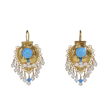 Bukhara earrings for women, 14K yellow gold
