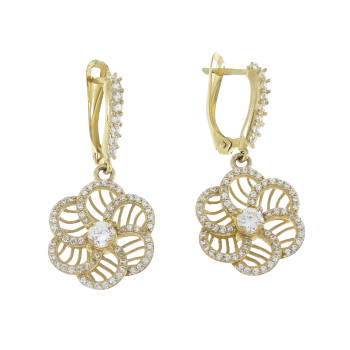 Drop earrings for woman, 14K yellow gold