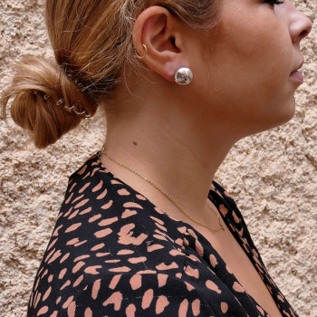 Earrings - balls for women, 14K white gold