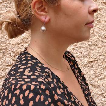 Earrings - balls for women, 14K white gold