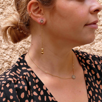 Drop earrings for woman, 14K yellow gold
