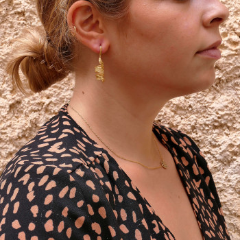 Drop earrings for woman, 14K yellow gold