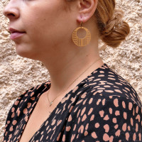 Round earrings for a woman, 14K yellow gold