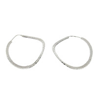 Round earrings for women, 14K white gold