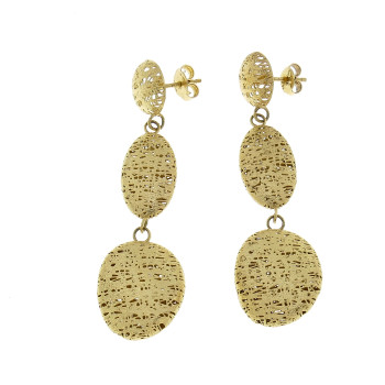 Drop earrings for woman, 14K yellow gold