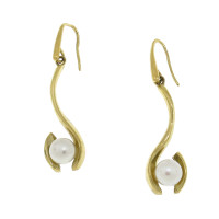 Earrings for women with pearls, 14K yellow gold