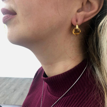 Earrings for a woman, 14K yellow gold with citrine