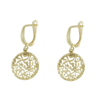 Drop earrings for woman, 14K yellow gold