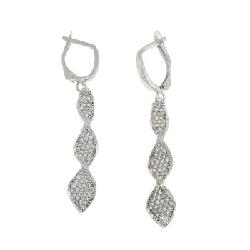 Drop earrings for woman, 14k white gold