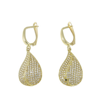 Drop earrings for woman, 14K yellow gold