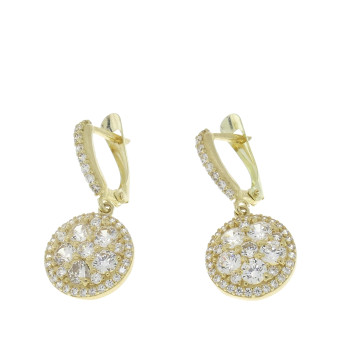Drop earrings for woman, 14K yellow gold