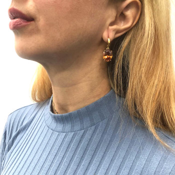 Earrings for woman, 14K yellow gold, citrine