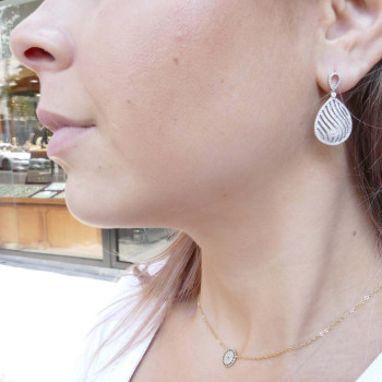 Earrings for a woman, 14K white gold with diamonds