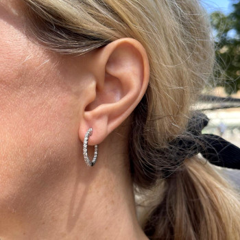 Earrings for a woman, 14K white gold with diamonds