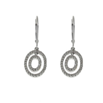 Earrings for a woman, 14K white gold with diamonds