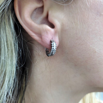 Earrings for a woman, 14K white gold with diamonds