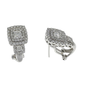 Earrings for a woman, 14K white gold with diamonds