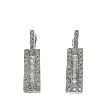 Earrings for a woman, 14K white gold with diamonds