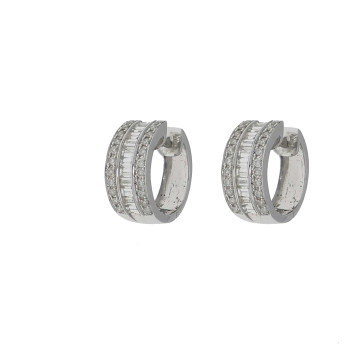 Earrings for a woman, 14K white gold with diamonds