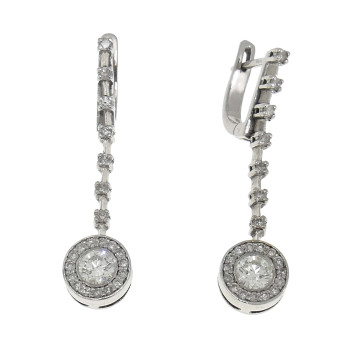 Earrings for a woman, 14K white gold with diamonds