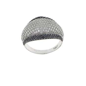 טבעת לאישה, זהב לבן 14 קראט עם זירקוני קוב