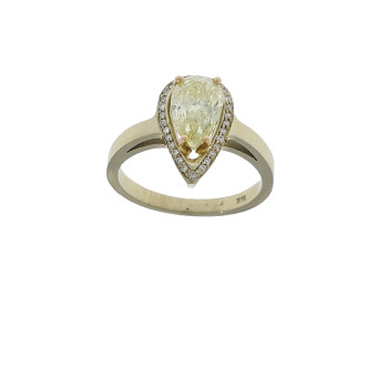 Ring for a woman, 14 kt yellow gold with diamonds