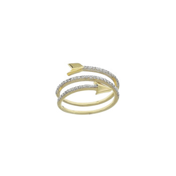 Ring for a woman, yellow gold 14 kt with diamonds