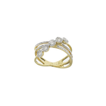 Ring for a woman, yellow gold 14 kt with diamonds