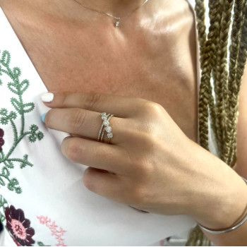 Ring for a woman, yellow gold 14 kt with diamonds