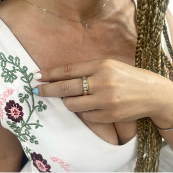 Ring for a woman, yellow gold 14 kt with diamonds