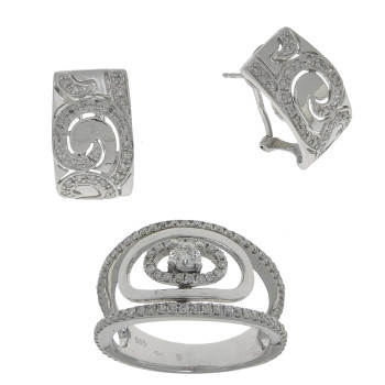 Set for woman - ring and earrings with diamonds