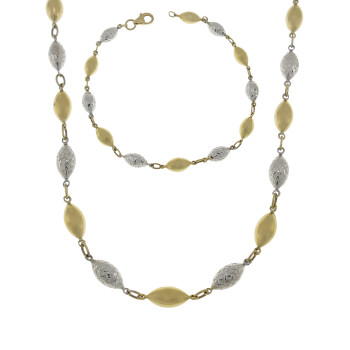 Set for a woman - chain and bracelet, 14k white and yellow gold