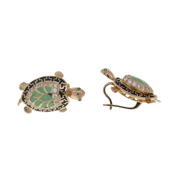Set for a woman - turtles. Ring and earrings, 14K red gold