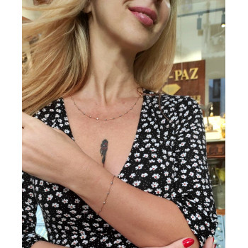 Set for women - chain and bracelet, 14K white and red gold